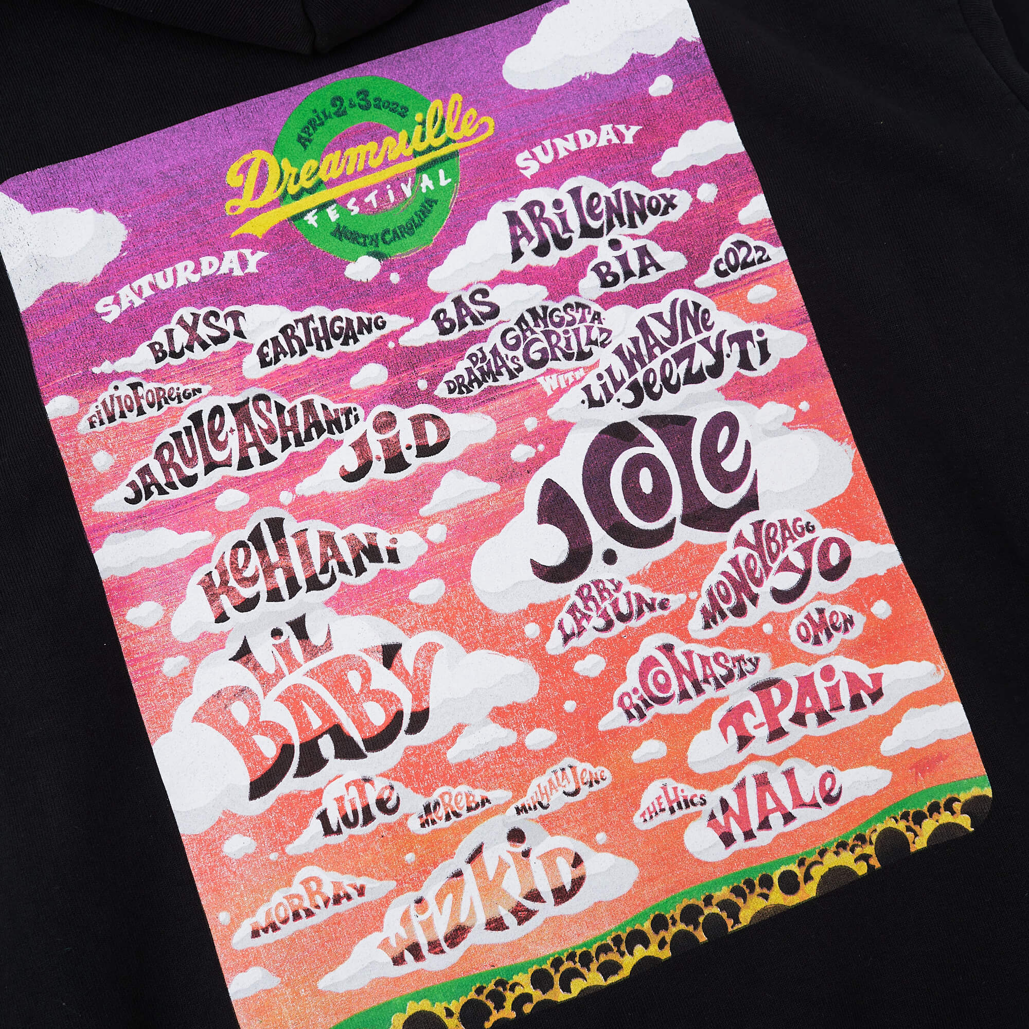 Dreamville 2022 Black Lineup Hoodie - Image 3