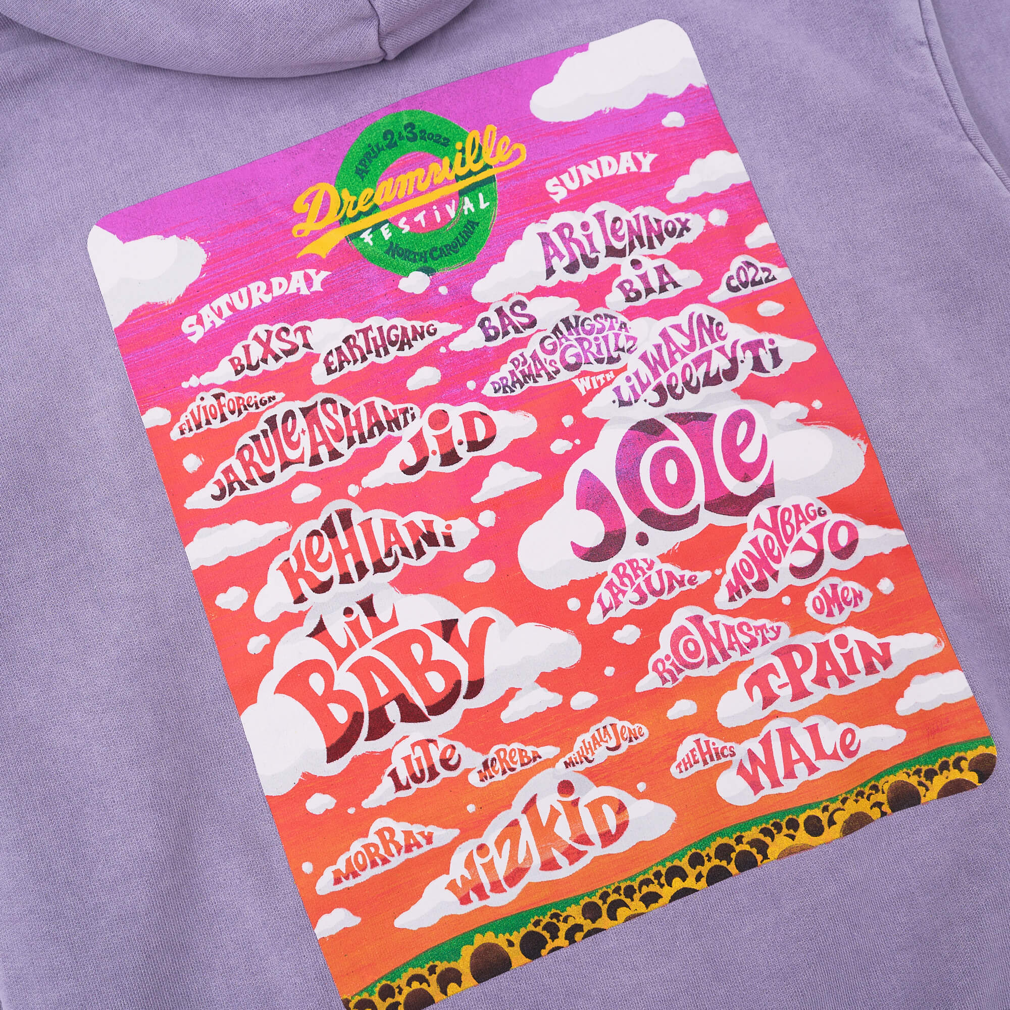Dreamville 2022 Lilac Lineup Hoodie - Image 4