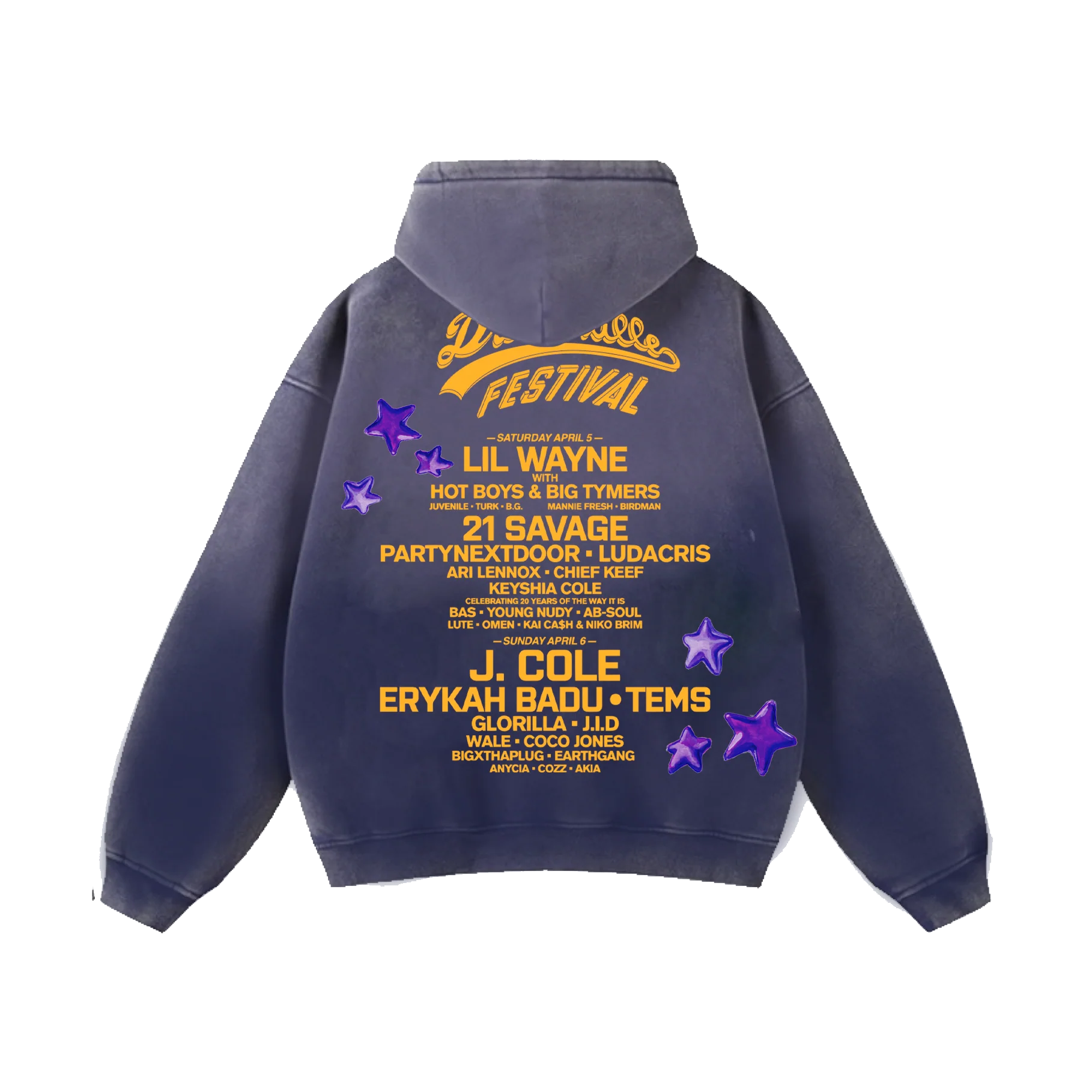DV 25 Stars Washed Purple Lineup Hoodie - Image 2