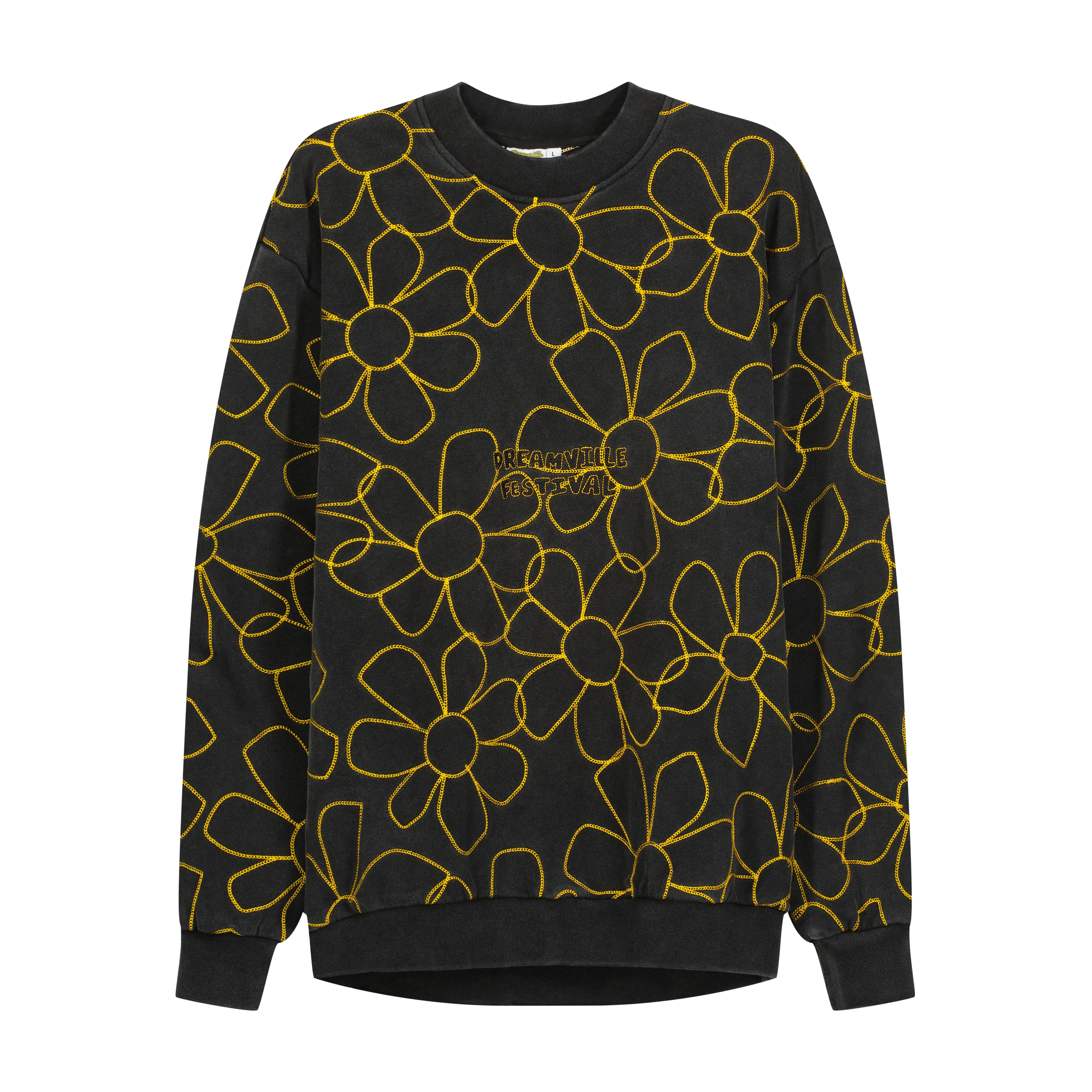 DV Fest 24 AOE Flowers Washed Black Crewneck