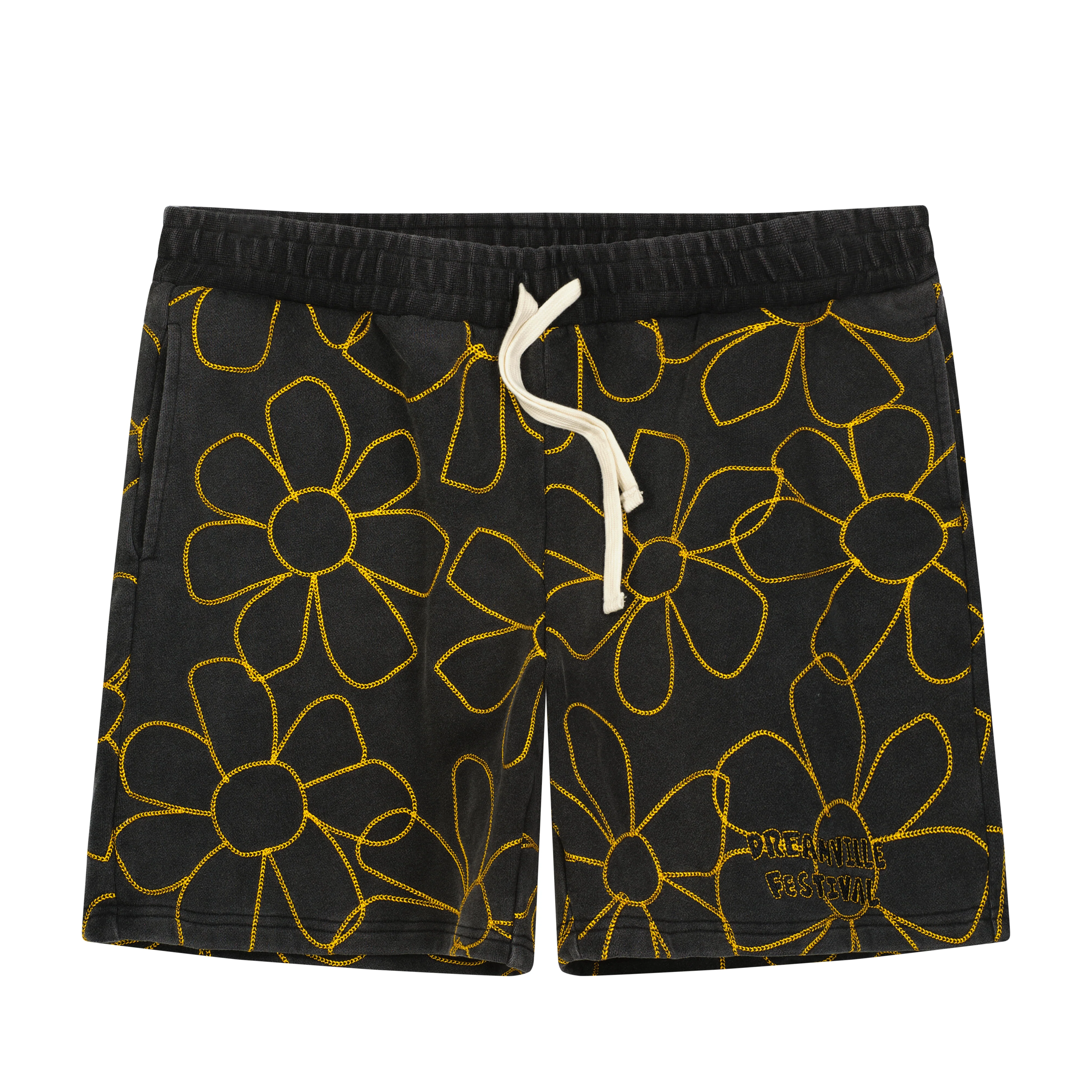 DV Fest 24 AOE Flowers Washed Charcoal Sweatshorts