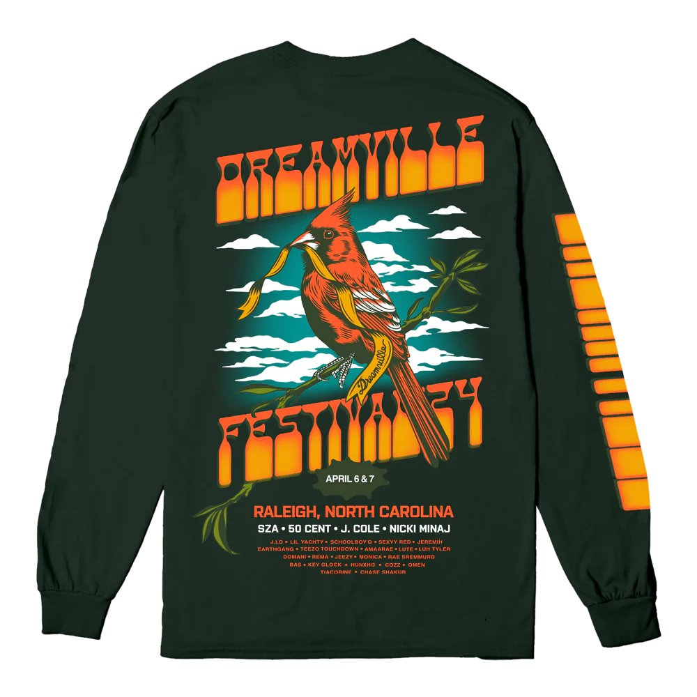DV Fest 24 Cardinal Pine Green LS Lineup Tee