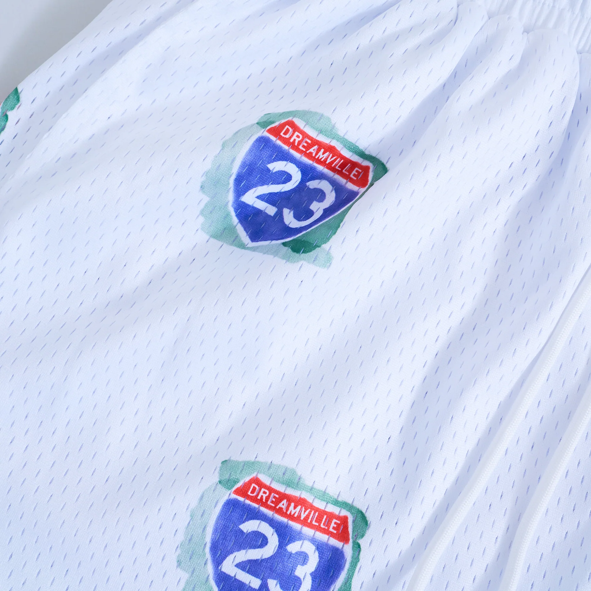 DV Fest Shorts - Road Sign Off-White Mesh Shorts - Image 3