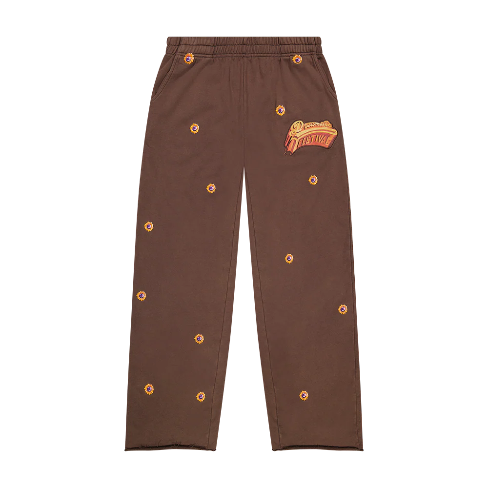 DV Sunflowers Brown Embroidered Sweatpants